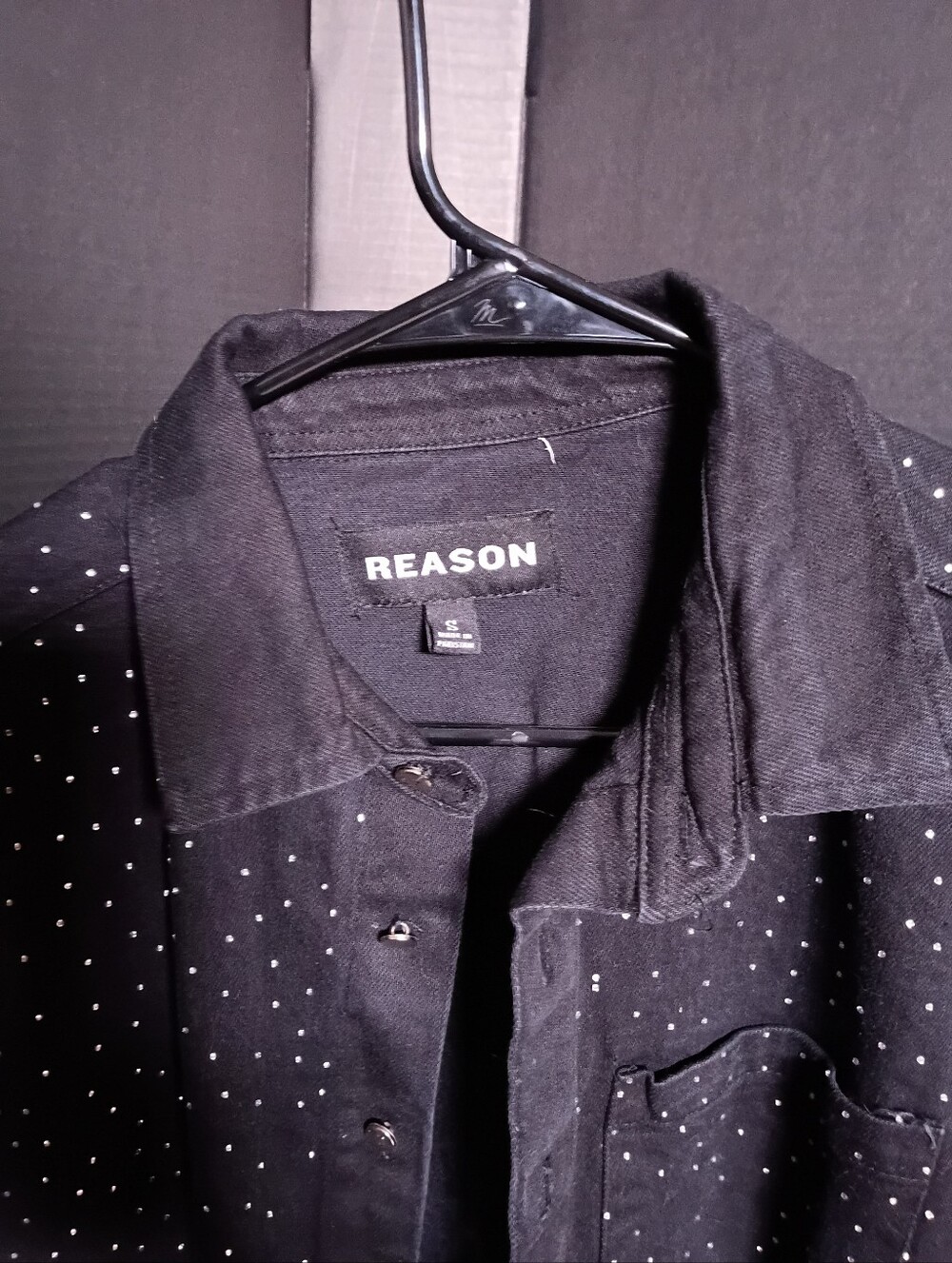 Reason Rhinestone Boxy Fit Button Up Short Sleeve - Picture 2 of 3